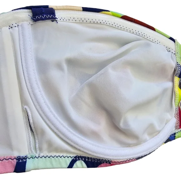 SHAN Alice Floral Print Lace Up Removable Strap Bandeau Swim Top Size 12 - Picture 9 of 12